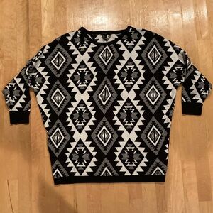 Black and White Geometric Sweater